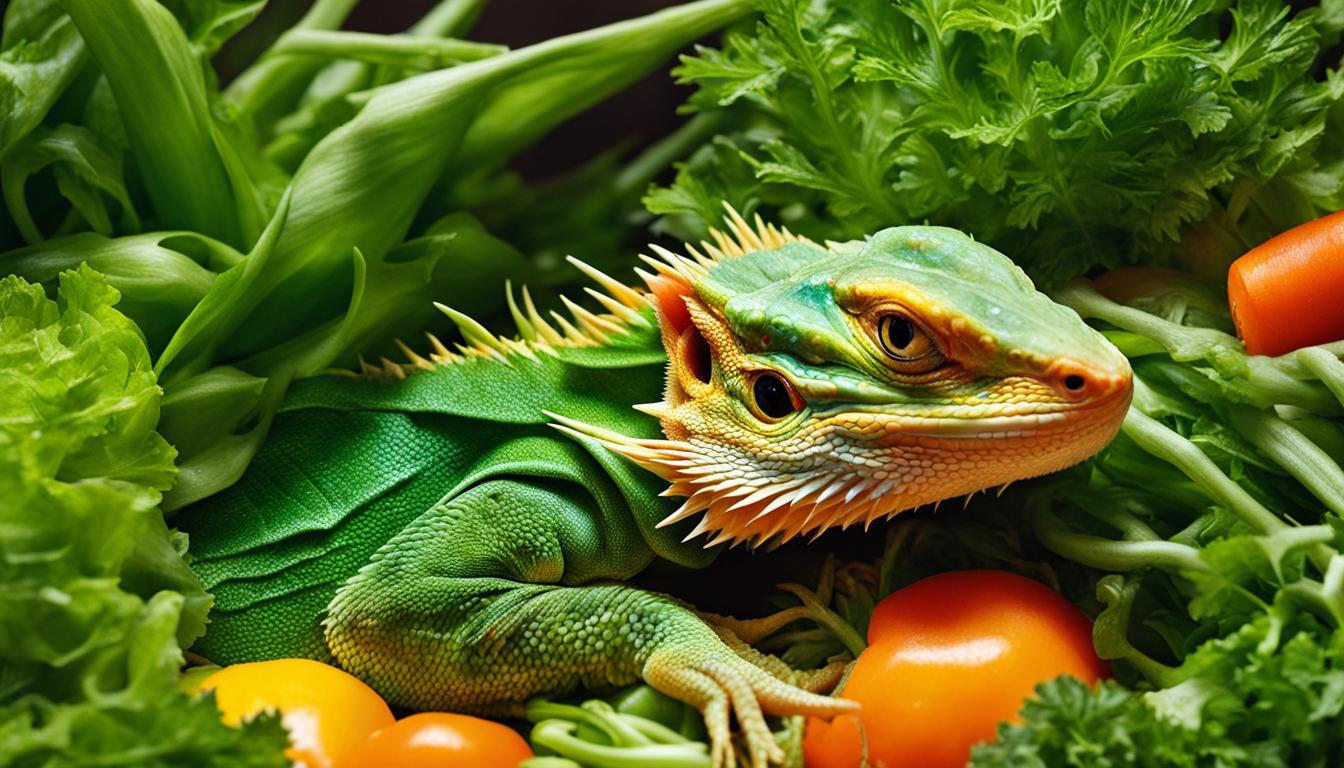 bearded dragon eating vegetables