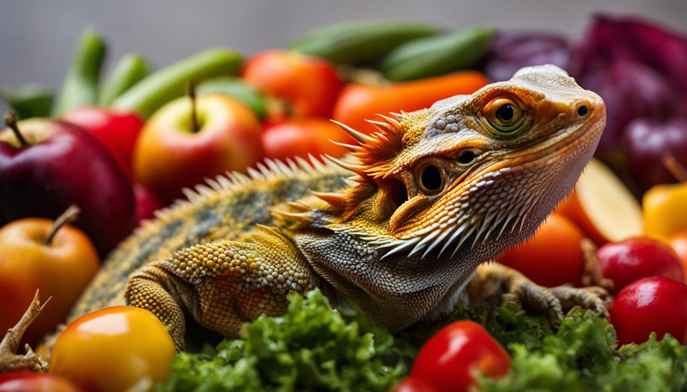 bearded dragon eating vegetables